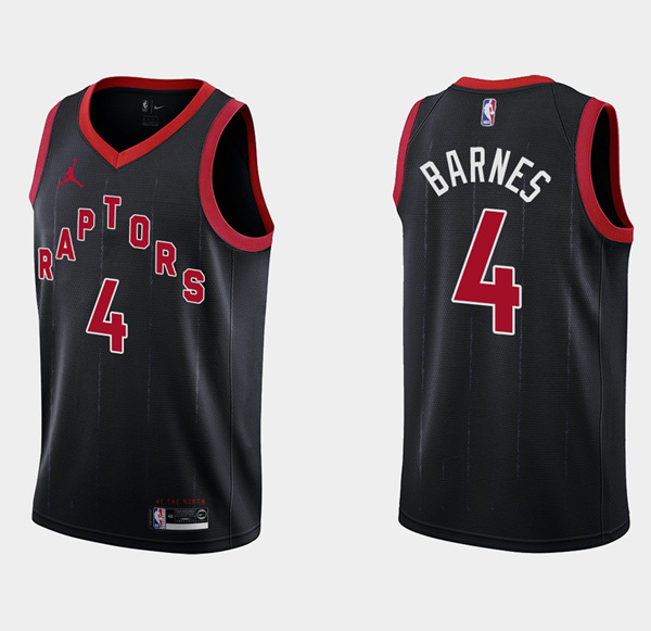 Men's Toronto Raptors #4 Scottie Barnes Black Statement Edition Stitched Basketball Jersey